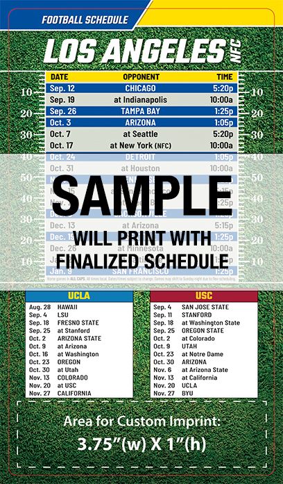 ReaMark Products: Los Angeles LAR (NFC) Full Magnet Football Schedule